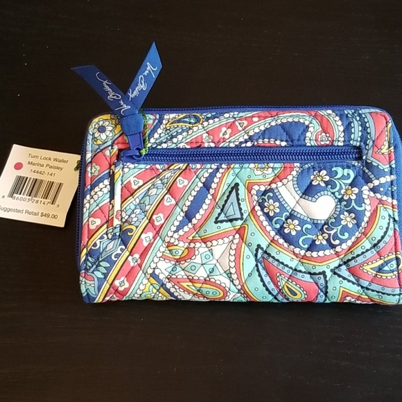 💙VERA BRADLEY💙Marina Paisley Turn Lock Wallet in Cotton/NWT - Picture 2 of 5